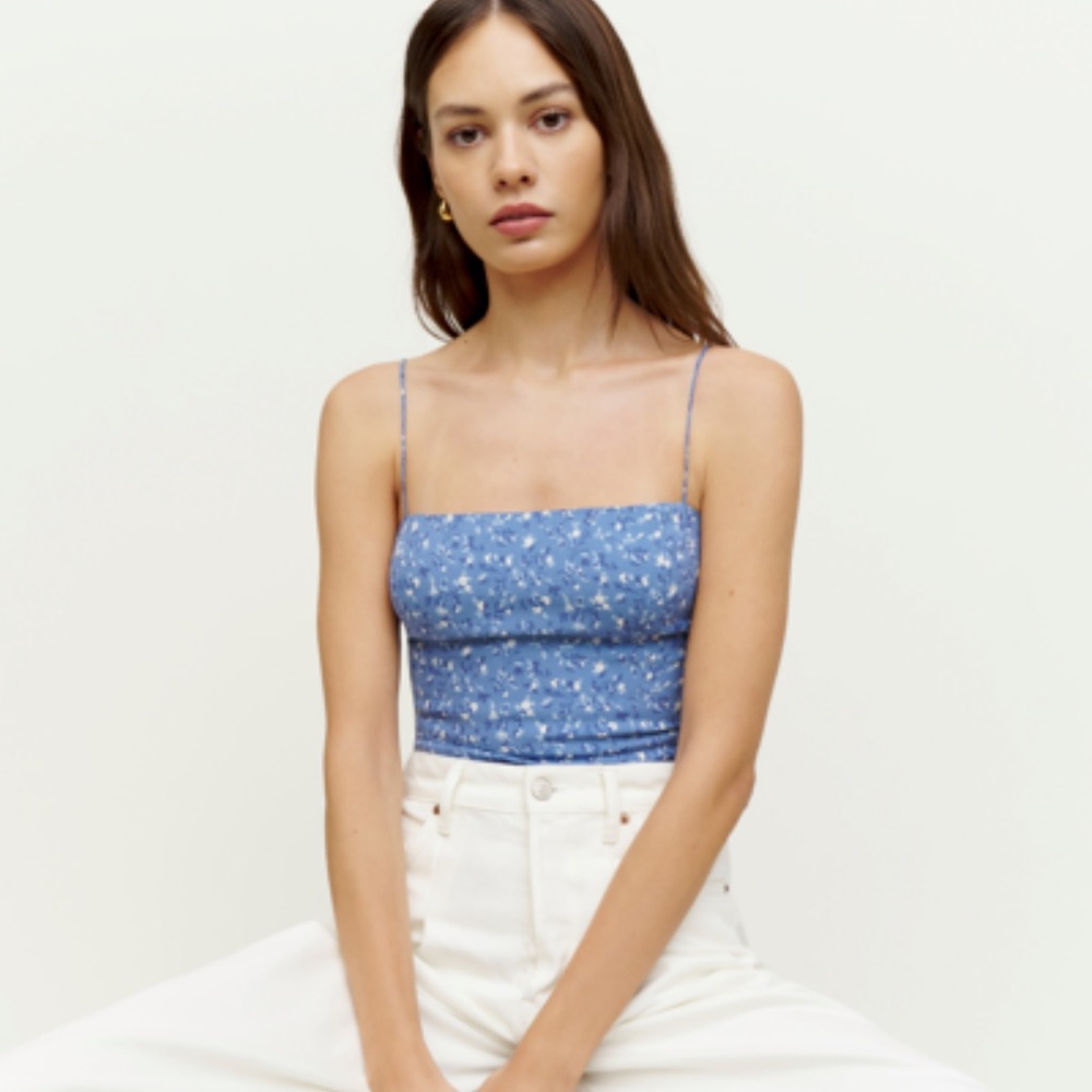 Reformation Blue Floral Top